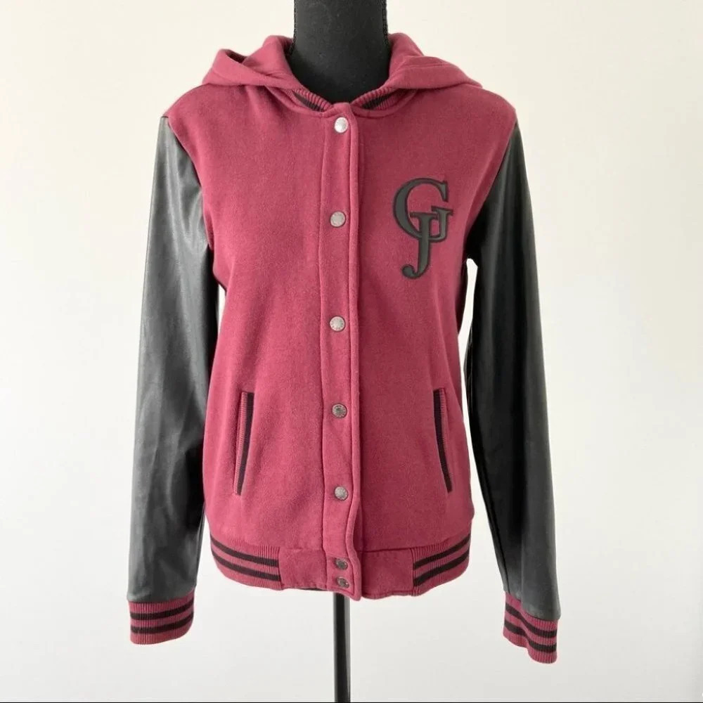 Guess  Faux Leather Sleeve Baseball Jacket